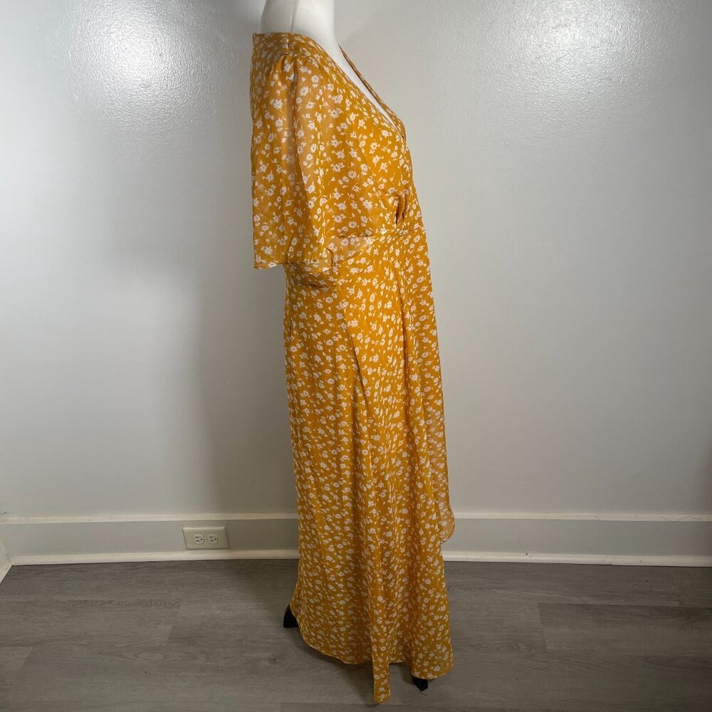Lulus Midi Dress Women's XL Yellow Floral Print After Bloom Delight Button Front - Picture 12 of 15